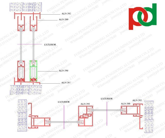 Foshan aos perfis de alumínio de Colômbia para Windows deslizante